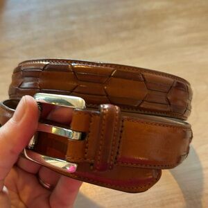 Trafalgar Brown braided Leather Belt with Silver Buckle Men's 34